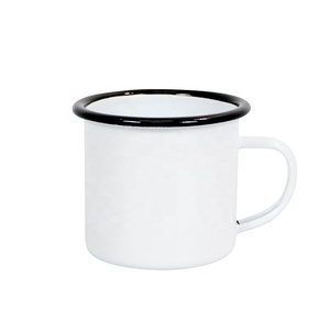 Mug de voyage en métal émaillé personnalisé avec logo, 11oz 16oz, pour camping, pêche, <span class=keywords><strong>vintage</strong></span>, DIY, avec bord coloré - Product Image 5