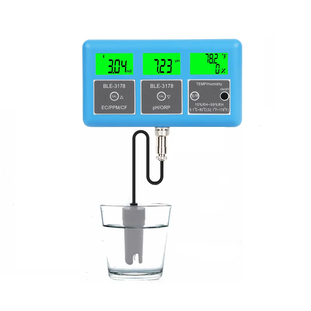 Moniteur de qualité de l'eau pour piscine, 7 en 1, bluetooth, ph et orp tds ce cf, humidimètre, aquarium