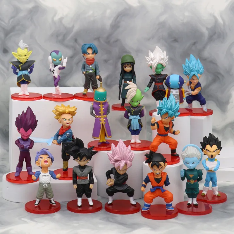 Set mainan patung kecil 18 buah Dragon Z Ball 7.5cm kartun Saiyan goku super saiyan untuk penggemar Anime