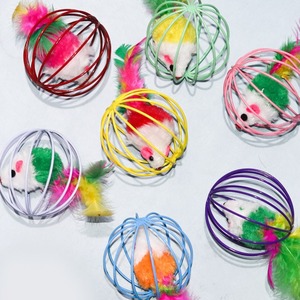 Augmenter la sagesse jouets interactifs chat jouets souris dans les cages boules de souris en peluche chat drôle colle la souris dans une cage katten - Product Image 1