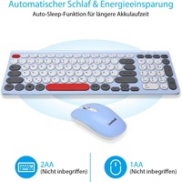 Ensemble clavier et souris sans fil silencieux, récepteur USB 2,4 GHz, souris sans fil pour PC portable, disposition QWERTZ allemande, fonctionne sur piles
