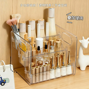 Transparent Acrylic Desktop Storage Box With Drawers For Cosmetics Skincare Perfume Organizer Tiered Shelf - Product Image 4