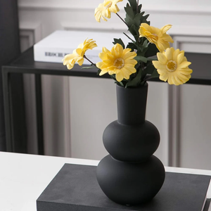Black Ceramic Flower Vase Decorative Tabletop Floral <b>Holder</b> For Home Office Living Room Interior Display Flower <b>Pots</b> & Planters - Product Image 3