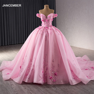 Abiti <span class=keywords><strong>rosa</strong></span> Quinceanera Tulle fuori dalla spalla 3D Appliques perline lucido abito da ballo fiori principessa <span class=keywords><strong>vestito</strong></span> Rsm241084 - Product Image 6