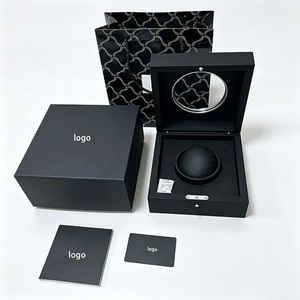 Luxury <b>Black</b> Round <b>Watch</b> Box With Snap Closure Faux Leather Interior Dustproof Packaging Custom Logo Square Case - Product Image 1