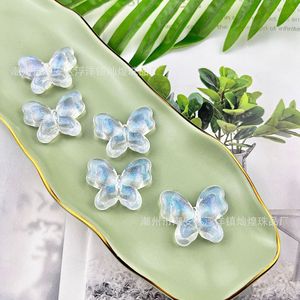 Perle acrylique scintillante en forme de papillon pour épingles à cheveux, porte-clés, accessoires vestimentaires, bijoux DIY faits à la main, transparente avec effet holographique bleu - Product Image 3