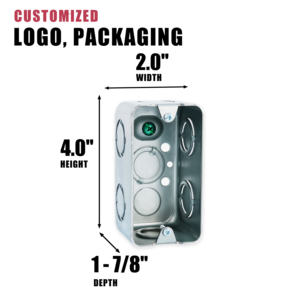 กล่องเหล็กชุบสังกะสีทรงสี่เหลี่ยมผืนผ้า ขนาด <span class=keywords><strong>2x4</strong></span> นิ้ว มาตรฐาน UL514A สำหรับใช้กับสวิตช์ - Product Image 2