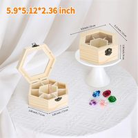 Boîte de rangement hexagonale en bois non finie avec couvercle transparent, organisateur multi-compartiments pour bijoux et loisirs créatifs