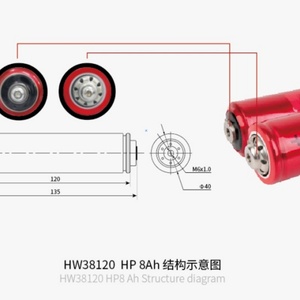 Headway เซลล์แบตเตอรี่ทรงกระบอกสำหรับ8Ah 38120HP 15C 8Ah 3.2V LiFePO4แบตเตอรี่ลิเธียมเหล็กฟอสเฟตแบบ38120HP - Product Image 5