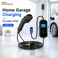 Chargeur EV portable 7kW 32A Mode 2 Type 2 230Vac Monophasé avec Courant Réglable, RCD, Écran LCD et Câble de 5m pour Garage Domestique Européen