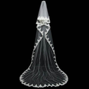 Qushine-velo de novia de 3m, personalizado, varios estilos, largo, de encaje, para boda - Product Image 4