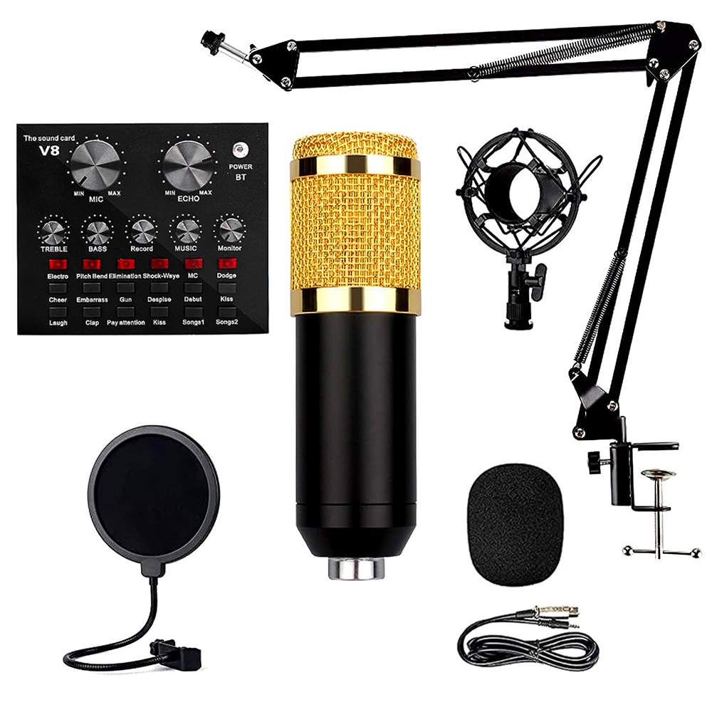 2024 Microphone à condensateur USB de haute qualité pour ordinateur Record Game Stream Podcast avec Microphone à condensateur en temps réel Mike Kit