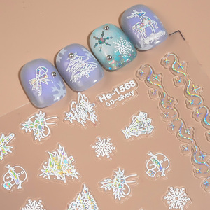 Autocollants 3D pour ongles de Noël <span class=keywords><strong>d</strong></span>'hiver, pingouin et <span class=keywords><strong>arbre</strong></span>, <span class=keywords><strong>d</strong></span>écalcomanies de vacances en relief pour des designs de manucure superposés mignons - Product Image 6