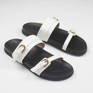 Sandales plates d'été de luxe ZAZ Designer, mules personnalisées, sandales à boucles métalliques, légères, tendance, chaussures pour femmes - Product Image 6