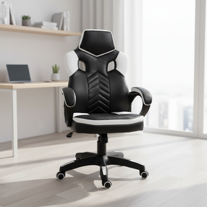 Chaise de jeu ergonomique inclinable pivotante en cuir PU style course, pour PC, ordinateur, bureau, gamer, 5604 Gaming O, livraison directe d'usine - Product Image 1