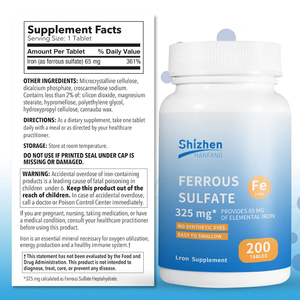 Suplemento de Sulfato Ferroso 325mg, Hierro Elemental 65mg, 200 Tabletas - Product Image 6