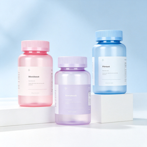 Envase de Plástico Pastel para Suplementos, Frasco para Pastillas con Tapa de Rosca para Vitaminas y Productos de Bienestar - Product Image 1