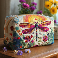 Pochette de maquillage matelassée brodée à impression numérique 3D, boîte florale, pochette de rangement cosmétique, pochette de rangement pour petits objets
