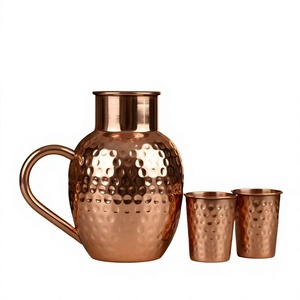 Hammered Copper Water Pitcher with Lid 1.7L Classic Design Eco-Friendly Handmade Drinking Jug for Wedding and Party Use - Product Image 5