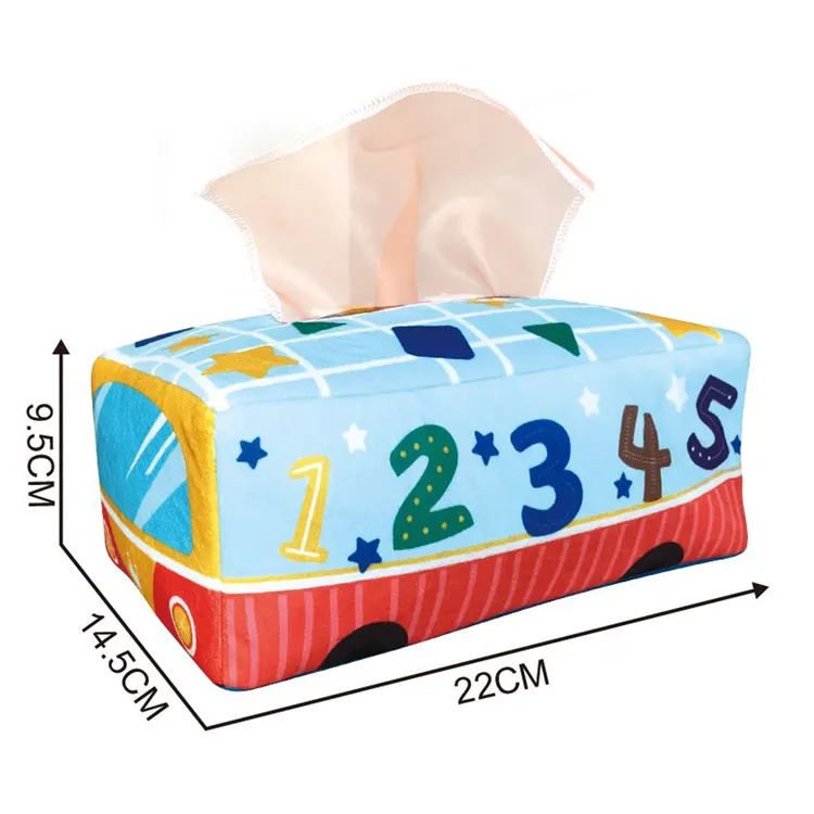 Hot Selling Mijn Eerste Baby Tissue Box Zacht Gevuld Hoog Sensorisch Speelgoed Leren Educatief Speelgoed