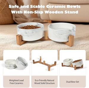 Nuevo Diseño de Tazón para Mascotas de 400ml/850ml con Soporte de Madera, Tazón de Cerámica para Perros y Gatos - Product Image 6