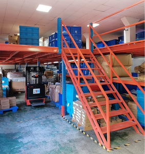 Ağır Hizmet Tipi Soğuk Haddelenmiş Çelik Civatasız Ayarlanabilir 2 Katlı Elektrostatik Toz Boyalı Asma Kat Raf Sistemi Platformu - Product Image 3