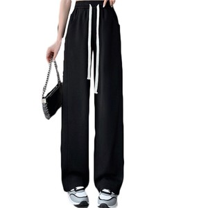 Manufactory Custom Style or Logo ODM Autumn Winter Women Wide Leg Pants High Waist Slim Casual Tassel Loose Straight <strong>Trousers</strong> - Product Image 2