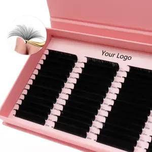 XIUSUZAKI Black Matte Faux False Eyelashes Extensions Dark Fluffy Lash Eyelash Extension Supplies Trays Cashmere Lash Extension