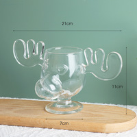 Vente en gros de verre à cocktail à haute teneur en borosilicate décorations de Noël tasses à café Creative Moose Glass Cup Beer Beverage Glass Tumble