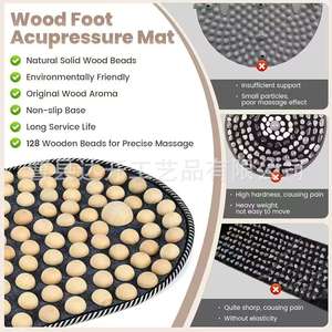 Tapis d'acupression en bois massif avec perles, tapis de massage des pieds, soins de santé à domicile, usage domestique - Product Image 2