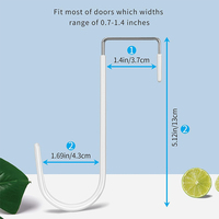 Gancho de pared autoadhesivo negro de metal delgado, de acero inoxidable, para baño y cocina, para toallas y batas, para colgar sobre la puerta