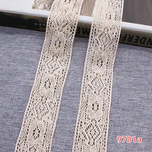 Cotton Natural Beige Woven Lace Trims Tailoring Materials And Accessories Cotton Eyelet Lace Trim