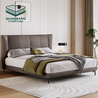 Ensemble de meubles de chambre à coucher en gros : Lit moderne King/Queen Size avec cadre en bois rembourré en cuir souple