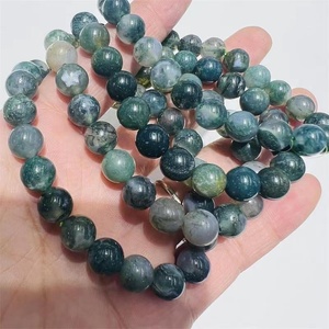 Bracciale all'ingrosso con perle di agata muschiata naturale <span class=keywords><strong>verde</strong></span> da 8 mm, lucidato, elastico, con pietre Chakra, alla moda, per energia curativa e connessione con la <span class=keywords><strong>Terra</strong></span> - Product Image 5