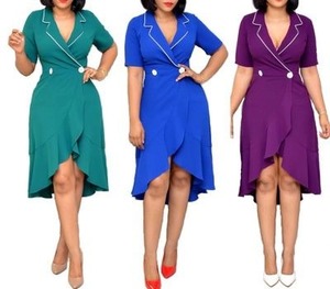 10% <span class=keywords><strong>de</strong></span> réduction sur les ourlets d'été pour femmes, petite robe à col rabattu, couture queue <span class=keywords><strong>de</strong></span> poisson, grande robe balançoire - Product Image 1