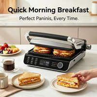 Grill multifonction Easy Clean à écran numérique, température réglable, ouverture à 105 et 180 degrés, plaque de 300x245mm, appareil à panini détachable pour la maison