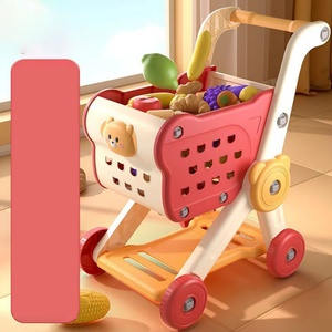 Four Wheel Educational Eco-friendly Non-toxic Home Supermarket Toy Set Plastic <b>Kids</b> Shopping Cart Fruit Kitchen <b>Trolley</b> Improve - Product Image 6