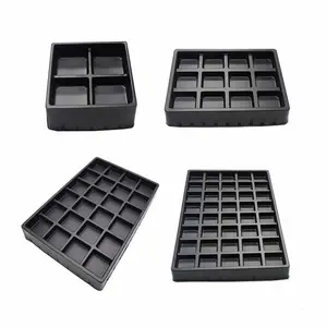 अनुकूलित PS 4 12 24 40 कैविटी चॉकलेट ब्लिस्टर ट्रे ब्लैक प्लास्टिक थर्मोफॉर्मिंग चॉकलेट इंसर्ट ट्रे