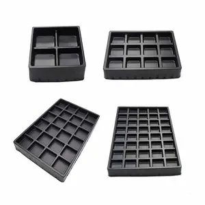 Disesuaikan PS 4 12 24 40 rongga coklat baki blister plastik hitam thermoforming nampan sisipan coklat