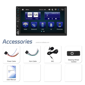 Radio para Auto Podofo 2 Din de 7'' con CarPlay/Android Auto Inalámbrico, Pantalla Táctil IPS, Estéreo para Auto con Bluetooth, FM, USB, AUX, Ranura para Tarjeta SD, Ecualizador, Reproductor MP5 - Product Image 6