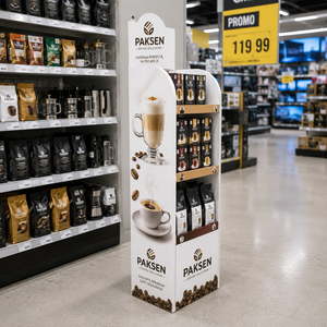 Coffee Pack Display Cardboard Floor <b>Stand</b>, Tool-Free Assembly For Premium Coffee Boxes, Hypermarket In-store Promotion Use - Product Image 3