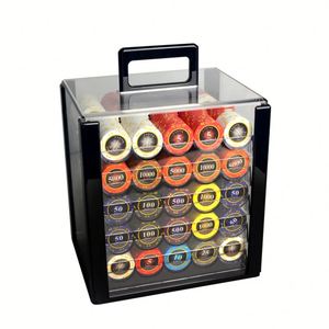 Lot de jetons de casino professionnels de luxe en argile 14g 40mm*3mm pour Texas Hold'em, 200/300/500/600/1000 pièces, fabriqués en Chine - Product Image 3