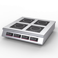 Cuisinière à induction électrique de table en acier inoxydable à 6 brûleurs, puissance réglable 21000W, pour la restauration commerciale