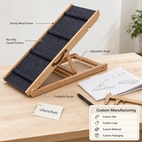 Rampe pliable pour animaux de compagnie pour canapé, tapis texturé antidérapant, poignée de transport, base en bois, rampe à angle réglable pour petits et moyens chiens, usage domestique