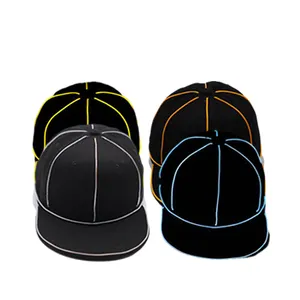 Topi pesta lampu rias Led fesyen kustom topi Snapback polos pinggiran datar bercahaya