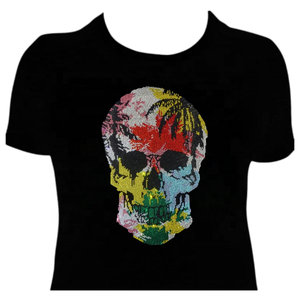 New Arrival Topz Verified Factory OEM ODM Custom Clothing Rhinestone t Shirt With <strong>Skull</strong> Men <strong>Tshirts</strong> - Product Image 6
