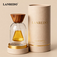 Flacon de parfum en verre à double paroi, forme unique, luxe, transparent, type sablier, 30ml 50ml 100ml, vide, avec col serti et bouchon en bois