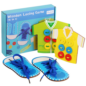 Juguete de Madera Ecológico y Colorido para Niños, Juego de Enhebrar Cuerdas, Atar Cordones y Botones, Desarrolla la Coordinación Ojo-Mano - Product Image 5