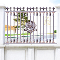 Valla de aluminio de metal simple con tapas de poste de valla modeladas en 3D decorativas de bajo precio de fundición negra
