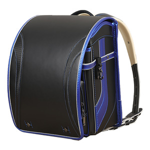 Student <b>Backpack</b> 18 In <b>Black</b> With Blue Spine Protecting School Education Unisex - Product Image 1